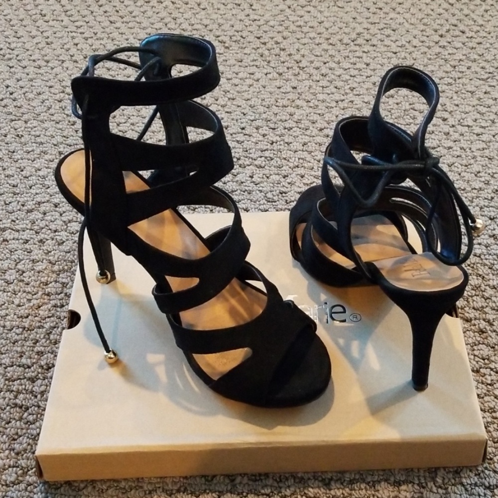 Bella Marie Black lace up high heels